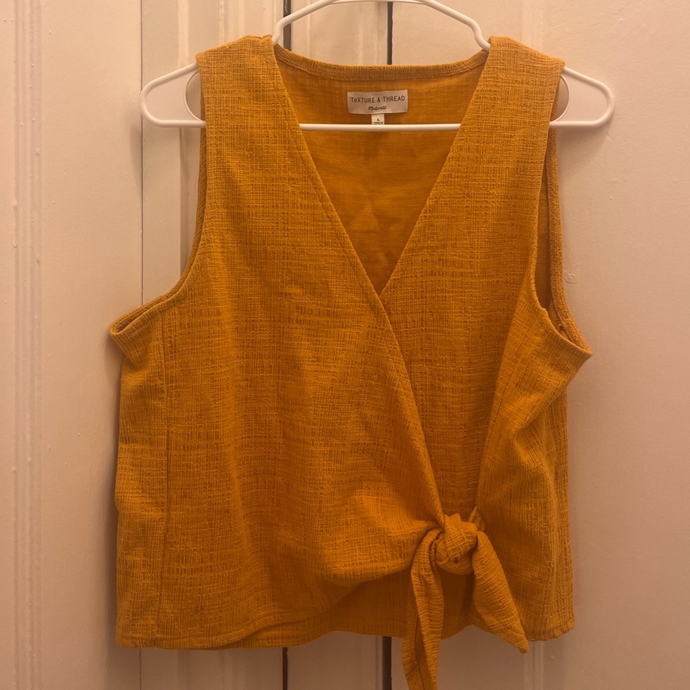 Madewell Texture + Thread Yellow Wrap Top - Picture 2 of 4
